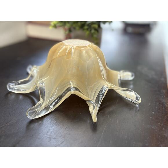 Murano Glass Bowl Dish Vintage Mid Century Modern, Amber Brown, Blown Italy - Picture 4 of 11